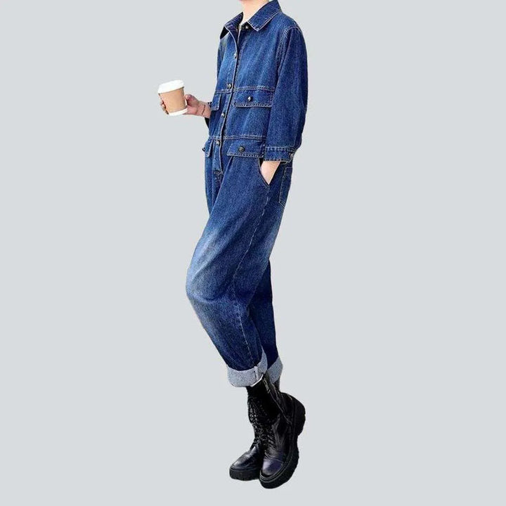 Baggy women's denim jumpsuit