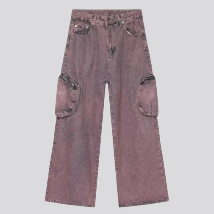 Baggy fit acid wash men's jeans