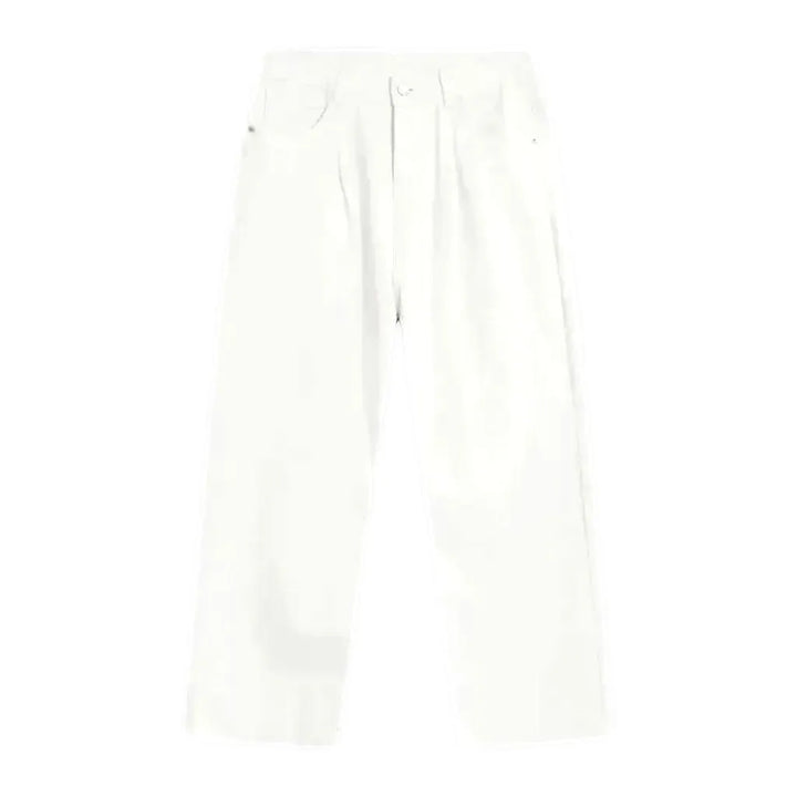 Mid Rise One-tone Baggy-leg Men's Jeans - White