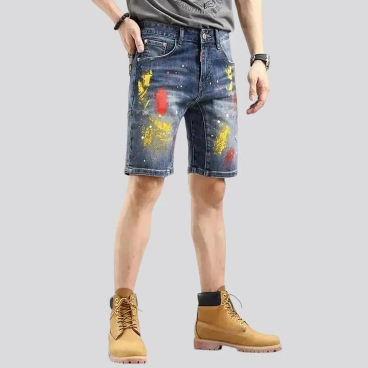 Trendy sanded denim shorts for men