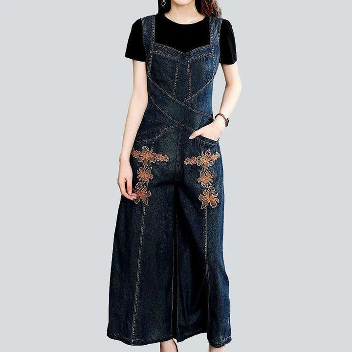 Women's denim wide jumpsuit