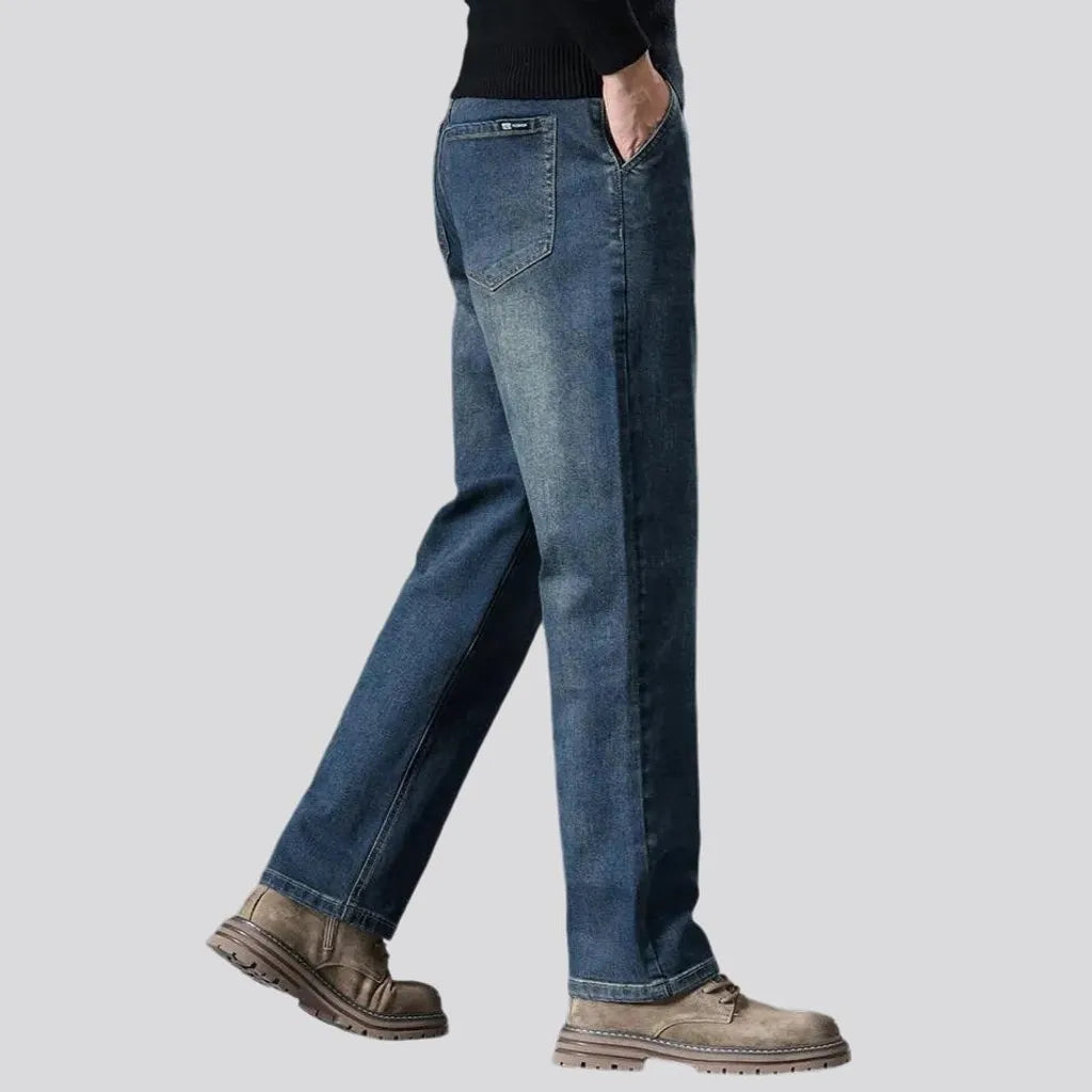 Abraded straight fit 90s style men's jeans