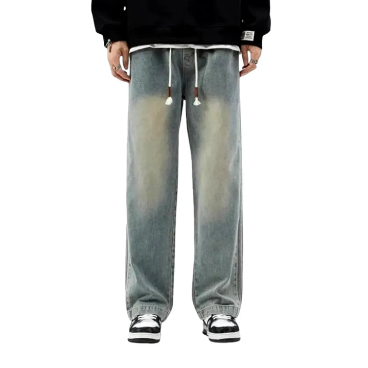 Baggy Leg Stylish Denim Joggers for Men - Light Blue