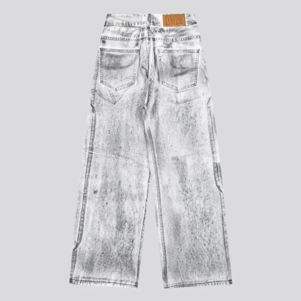 Medium rise painted men's jeans