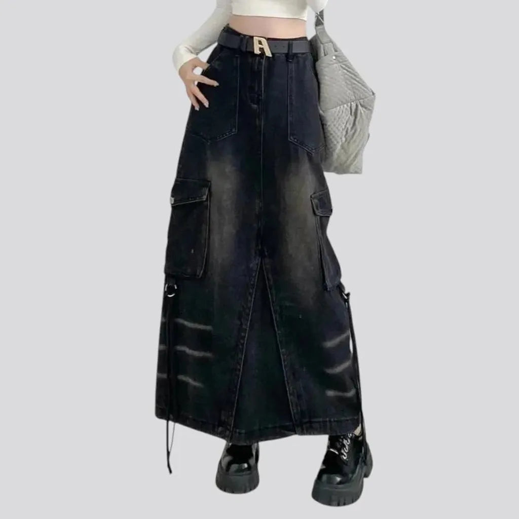 High-waist jeans skirt