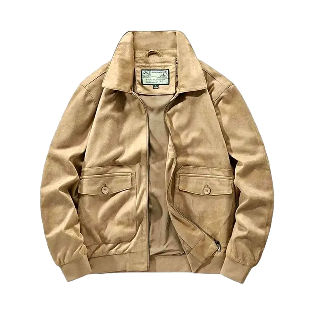 Casual Fit Men's Jean Bomber Jacket - Sand