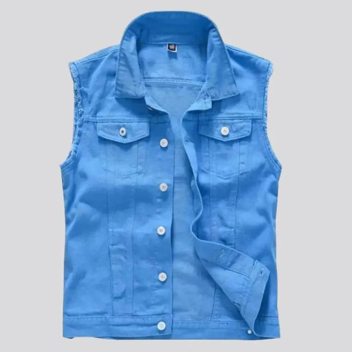 Color regular men's denim vest