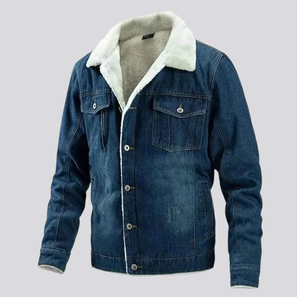 Faded wash regular fit men's denim jacket