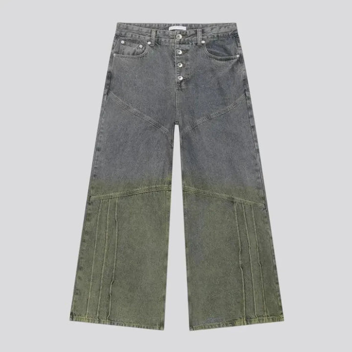 Baggy leg mid rise fashion men's jeans