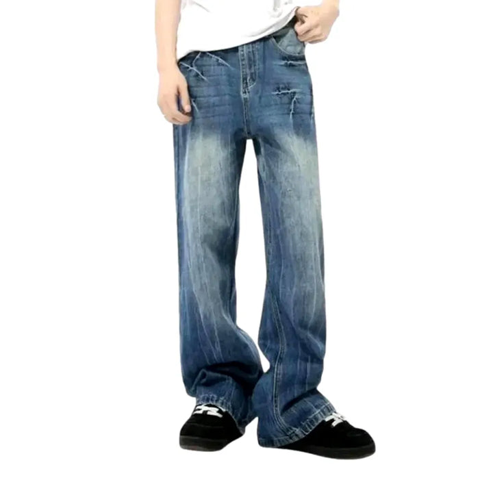 Faded Wash Jeans for Men - Light Blue