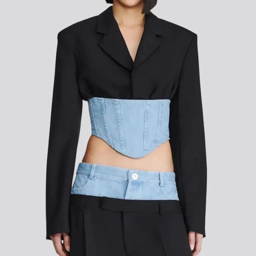 Light pattern denim corset women's jeans blazer