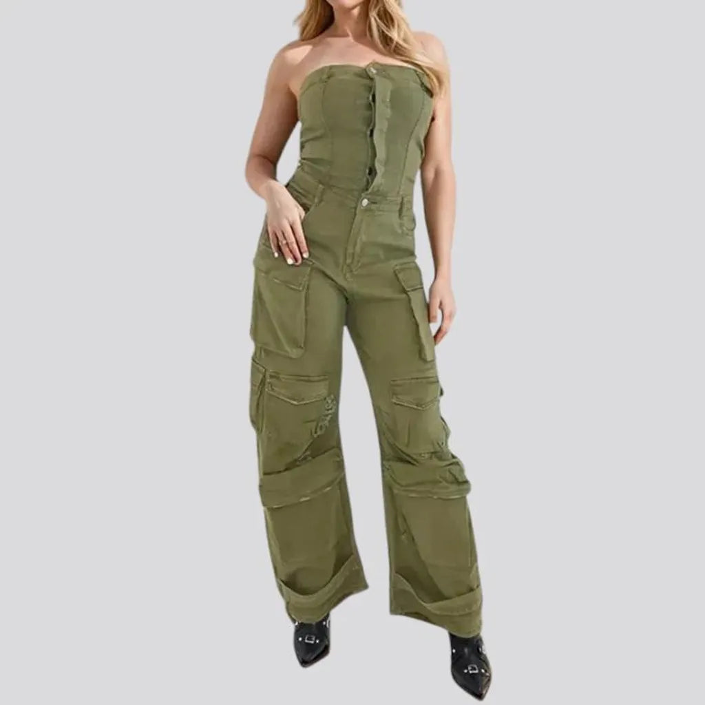 Fashionable jean jumpsuit for ladies