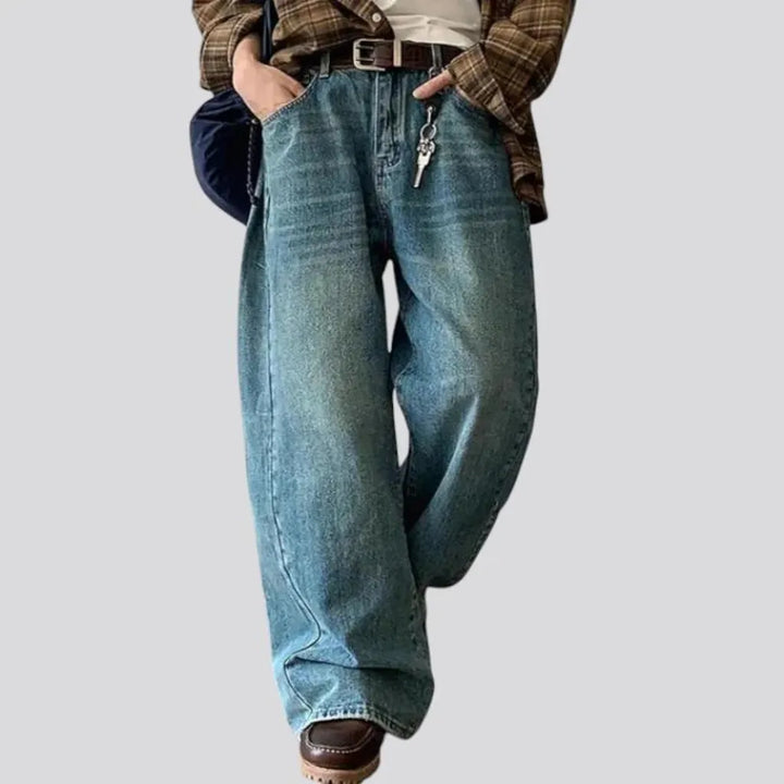 Vintage faded high waist men's jeans