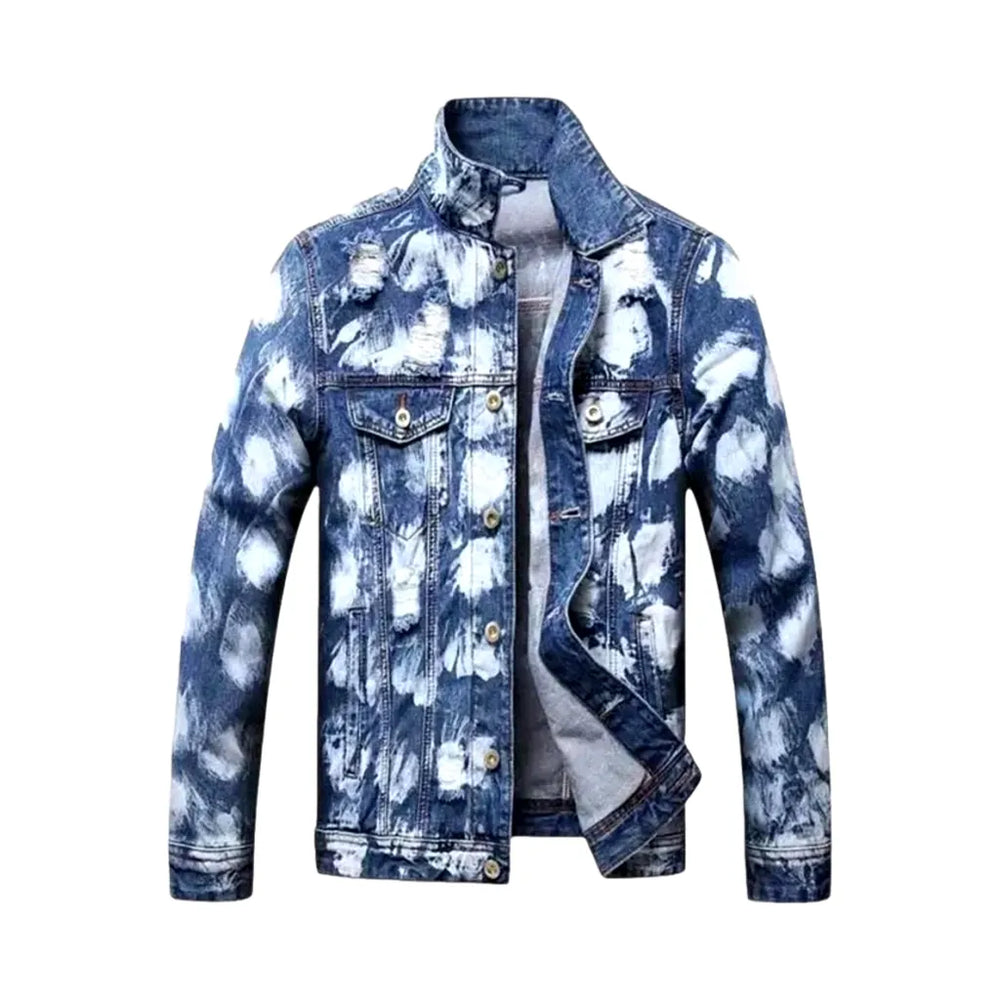 Trendy Slim-fit Men's Jeans Jacket - Light Blue