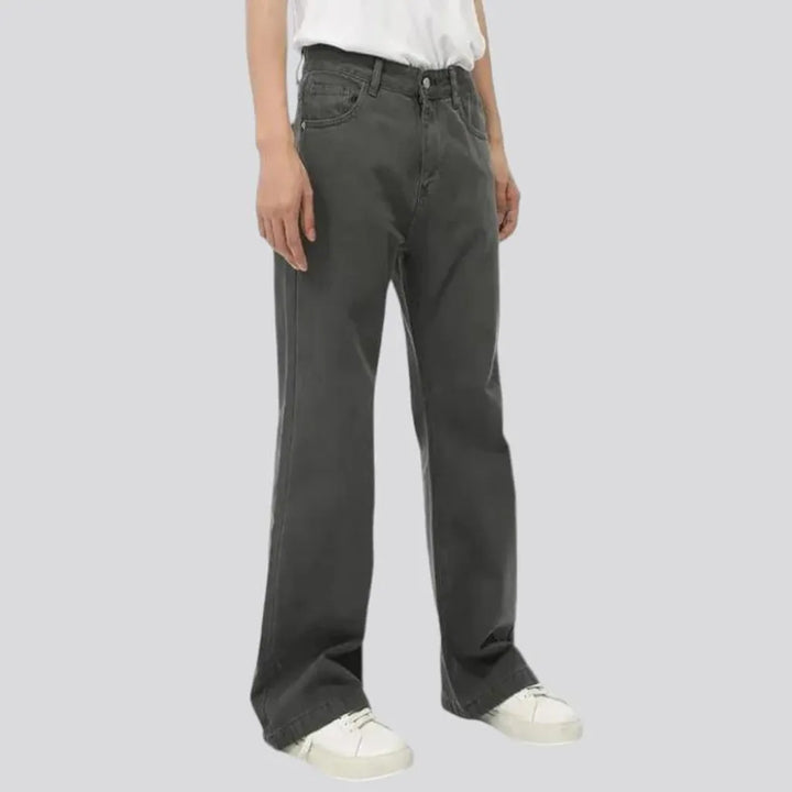 Comfortable mid rise casual monochrome men's jeans