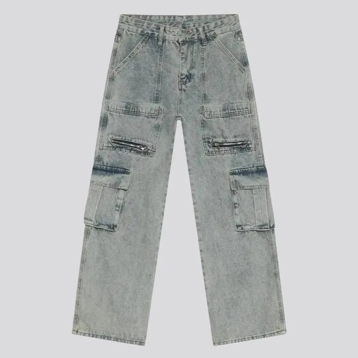 Light patterned straight fit men's jeans