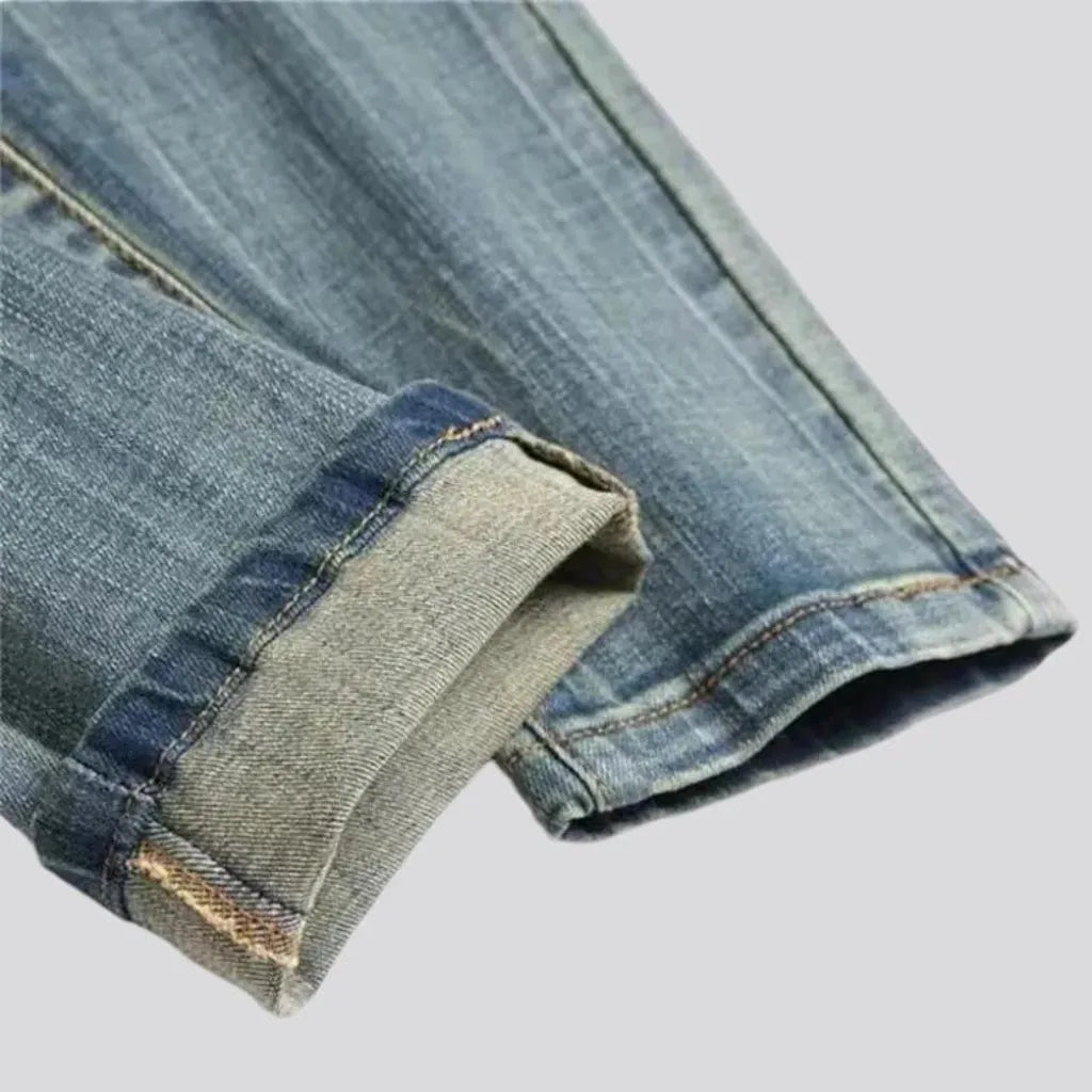 Sanded mid rise fashion men's jeans