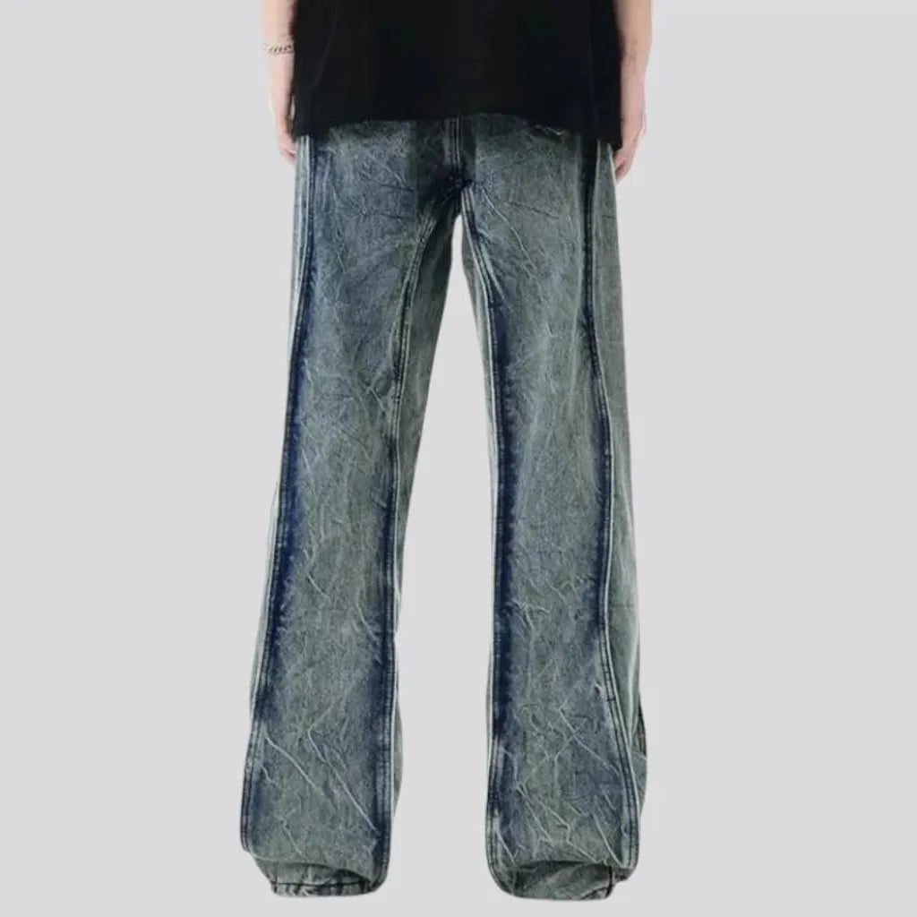 Mid rise baggy boho men's jeans