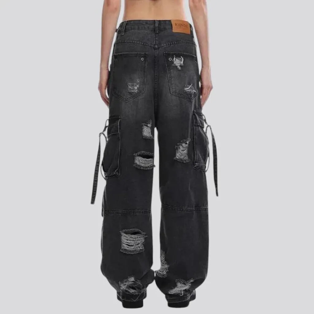 Baggy distressed grunge jeans for ladies