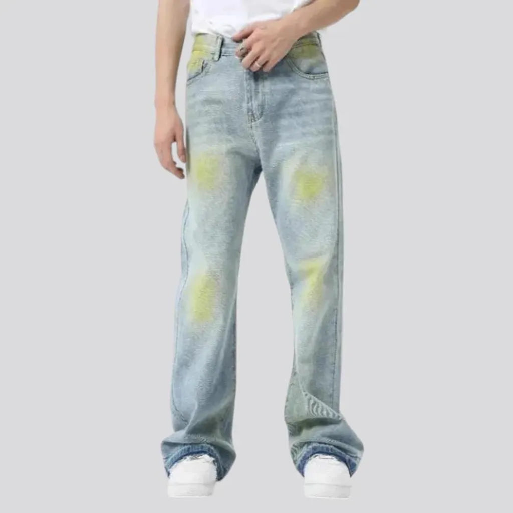 Light wash painted vintage men's jeans