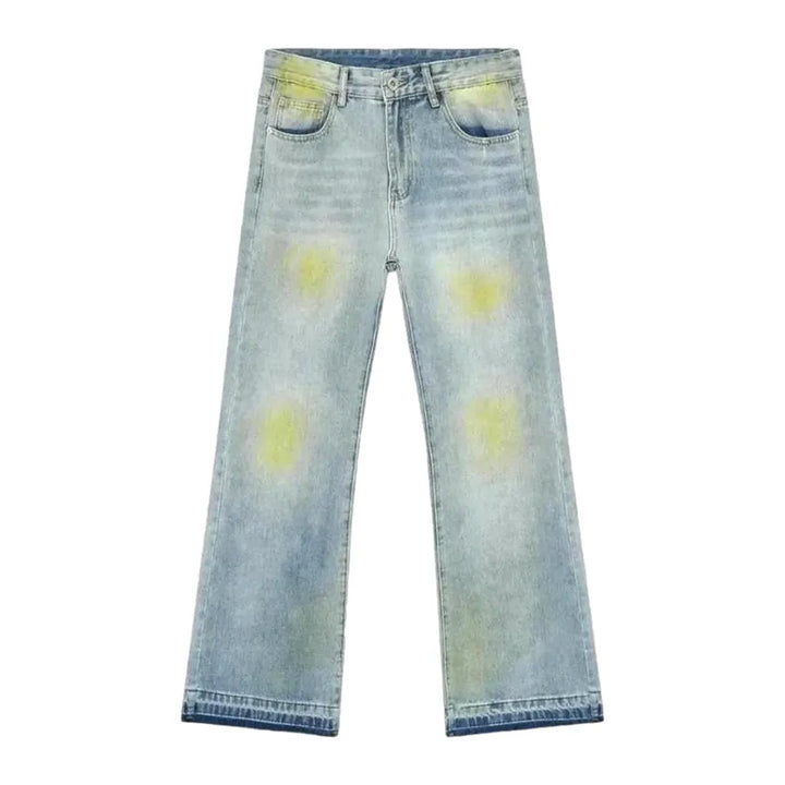 Light Wash Painted Vintage Men's Jeans - Light Blue