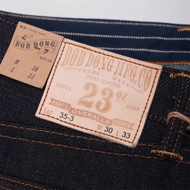 High-waist straight selvedge jeans