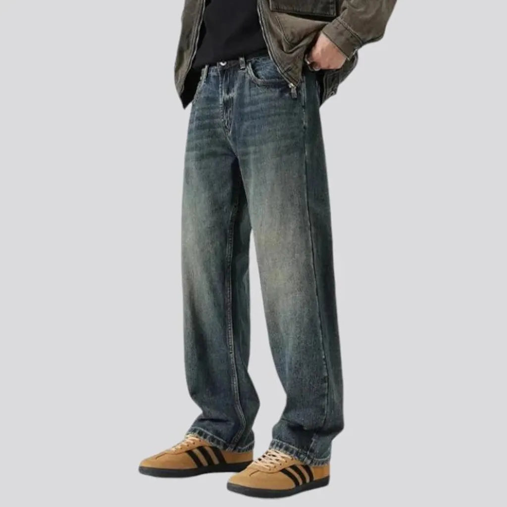 Mid rise straight fit fashion jeans for men