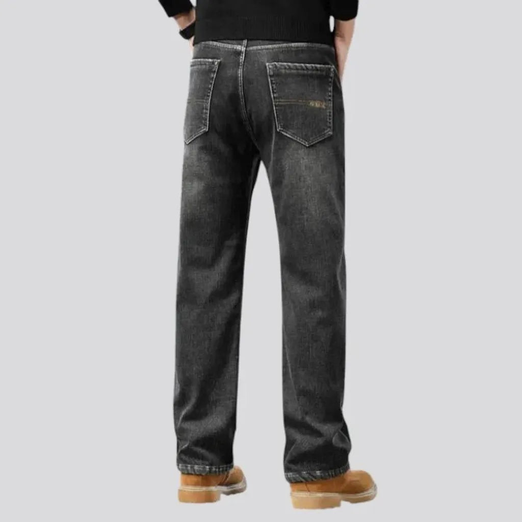 Straight fit dark faded men's jeans