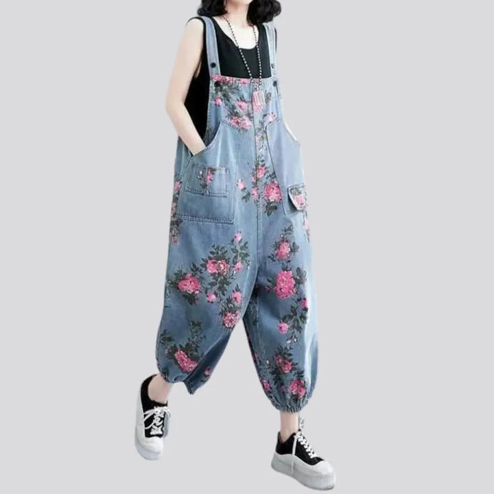 Painted baggy denim jumpsuit