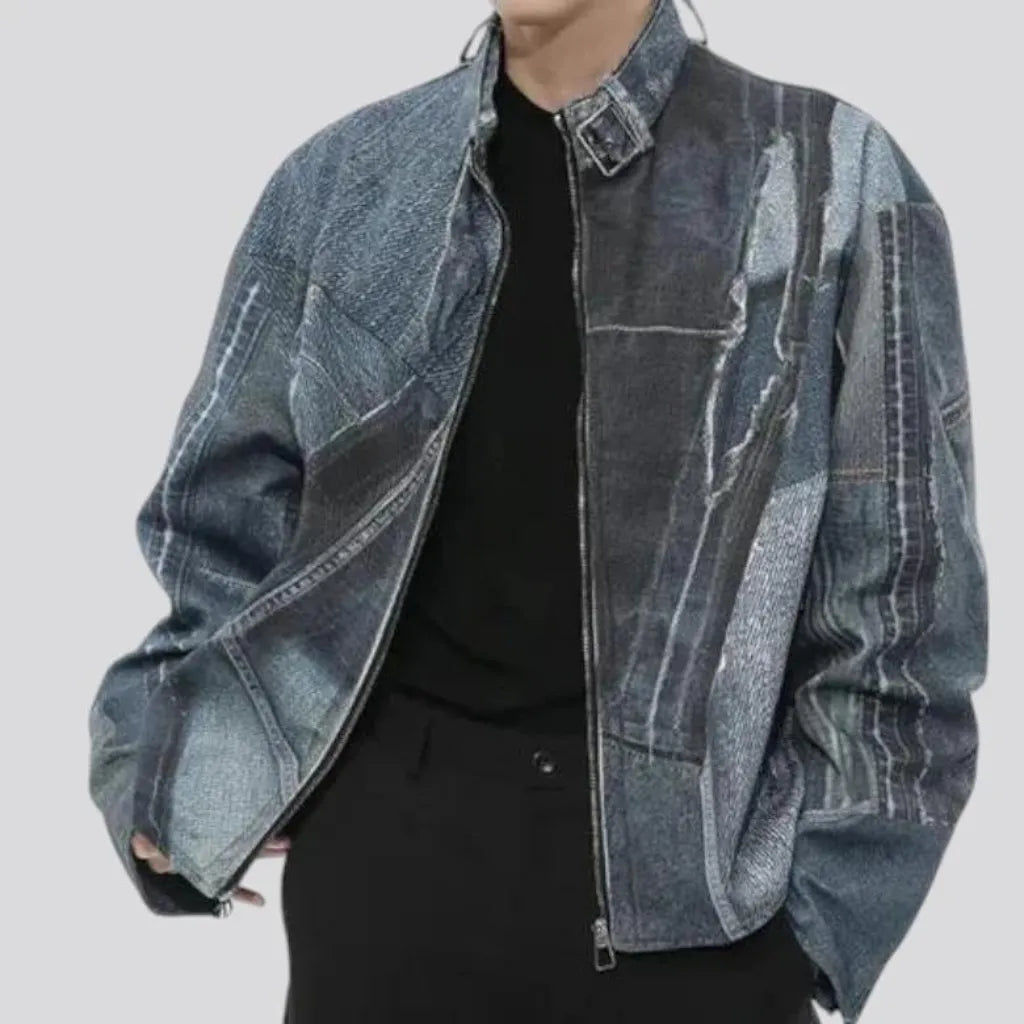 Stylish biker men's denim jacket