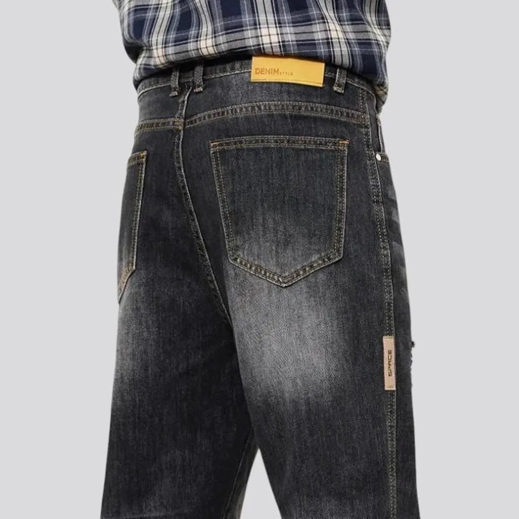 Elastic mid-rise men's jeans