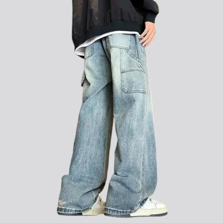 Faded vintage baggy men's jeans joggers