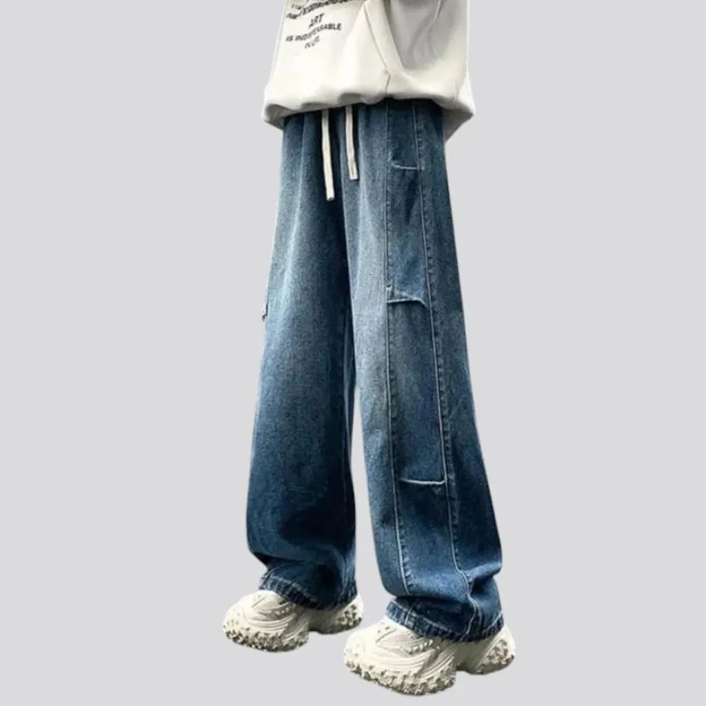 Sanded vintage boho style men's jean joggers