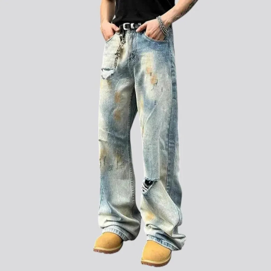 Boho style and baggy men's jeans