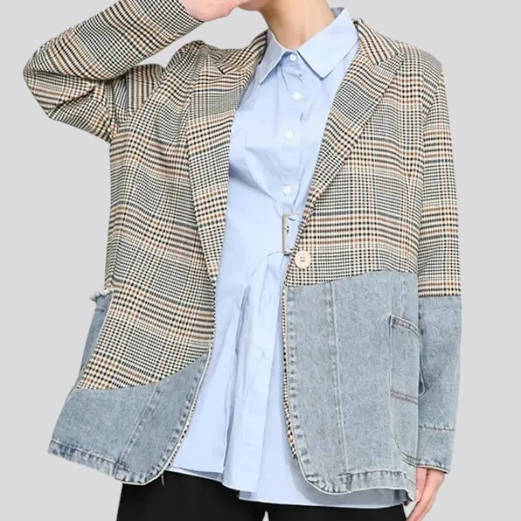 Boho chic denim blazer for women