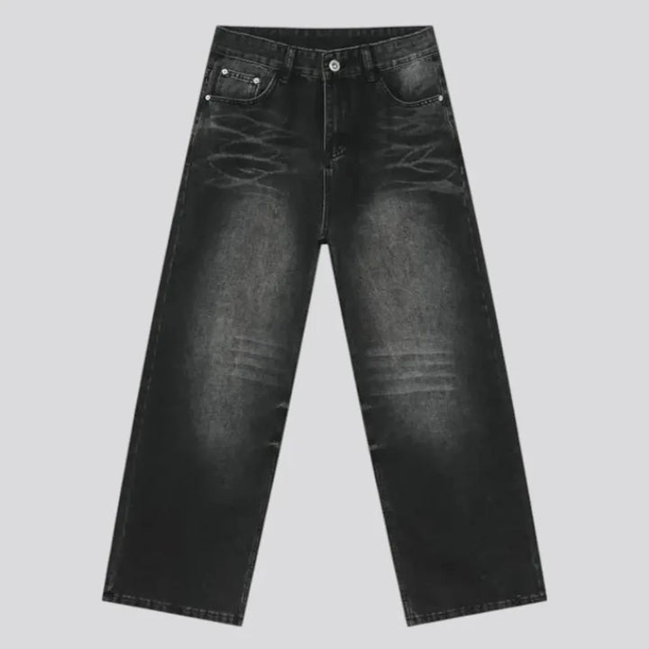 Whiskered baggy men's jeans