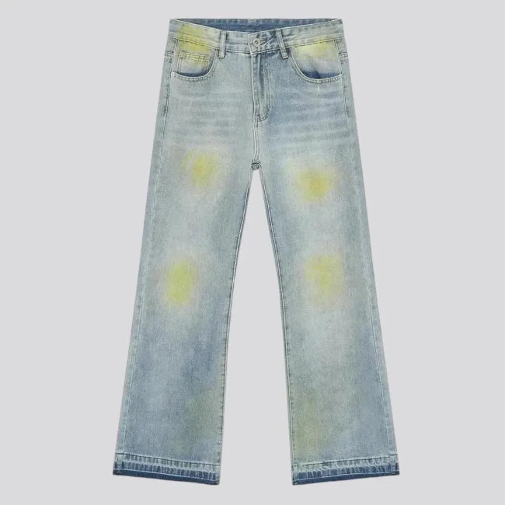 Light wash painted vintage men's jeans