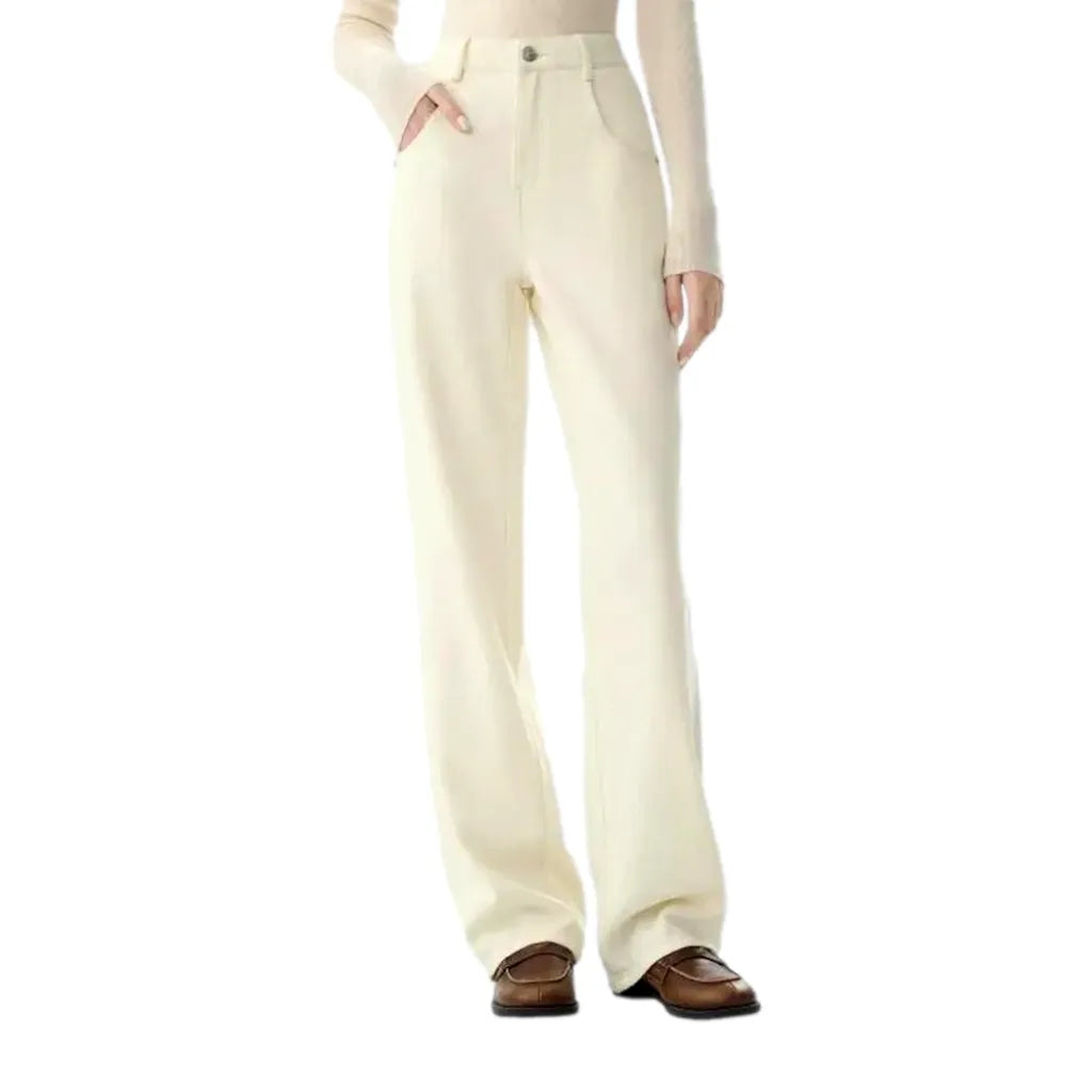 Fashionable High Jeans for Ladies - Sand