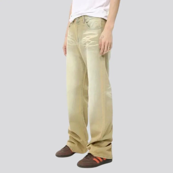 Boho light beige men's jeans