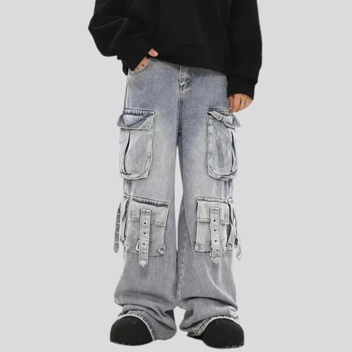 Baggy cargo multi pocket men's jeans