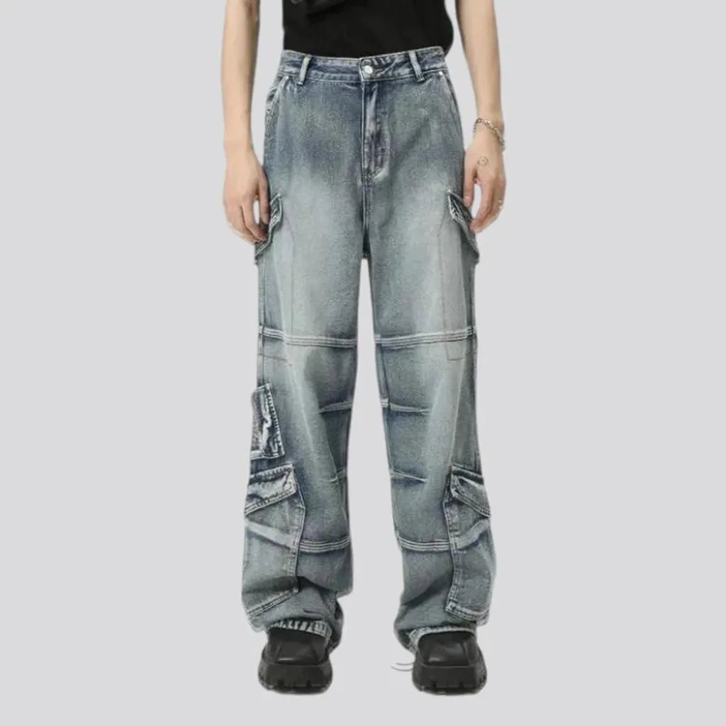 Boho cargo pocket men's jeans