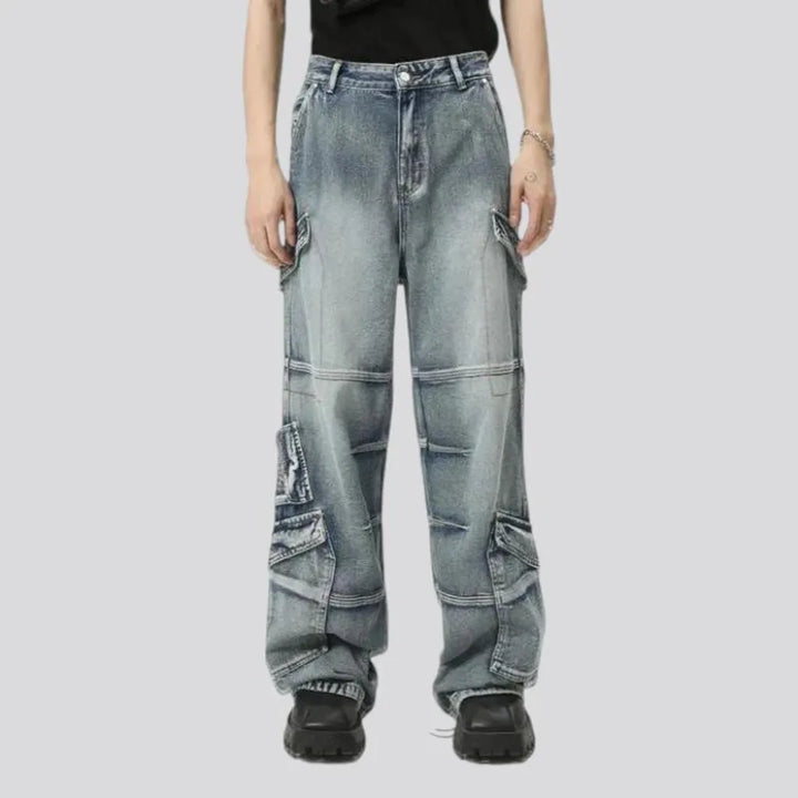 Boho cargo pocket men's jeans