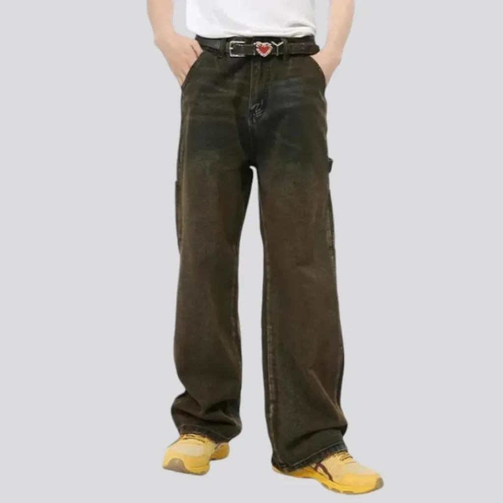 Baggy street style mid rise jeans for men