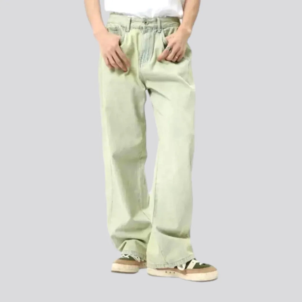 Mid rise yellow-cast men's jeans