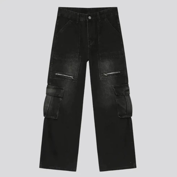 Street style sanded vintage men's jeans