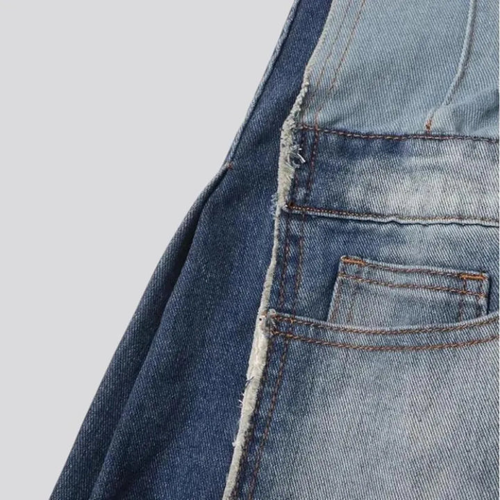 Frayed hem two-toned jeans for women