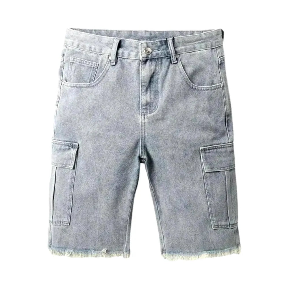 Vintage Light Wash Men's Denim Shorts - Light Blue