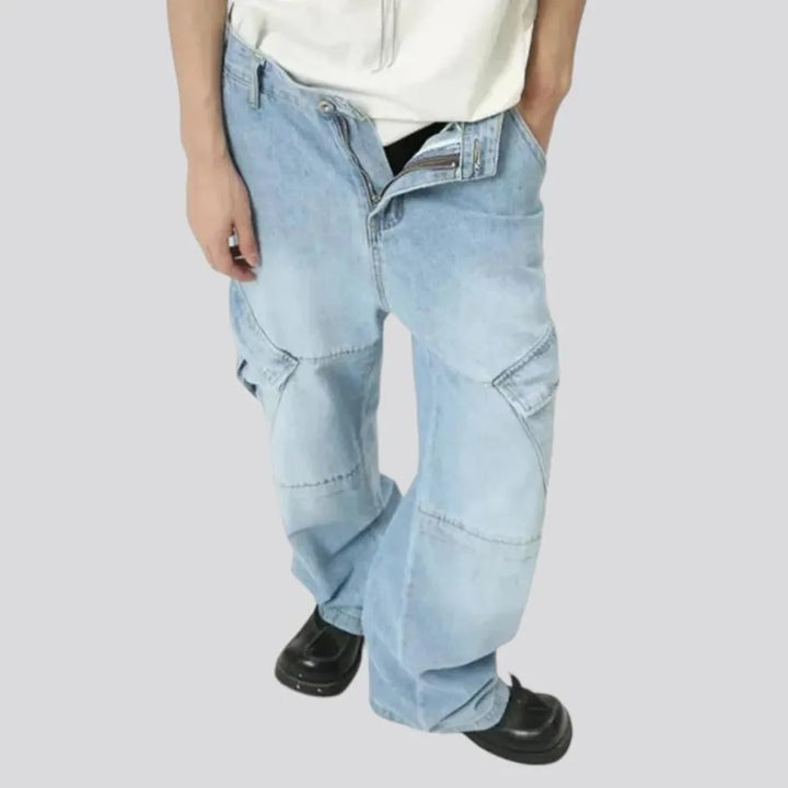 Boho cargo pockets men's jeans