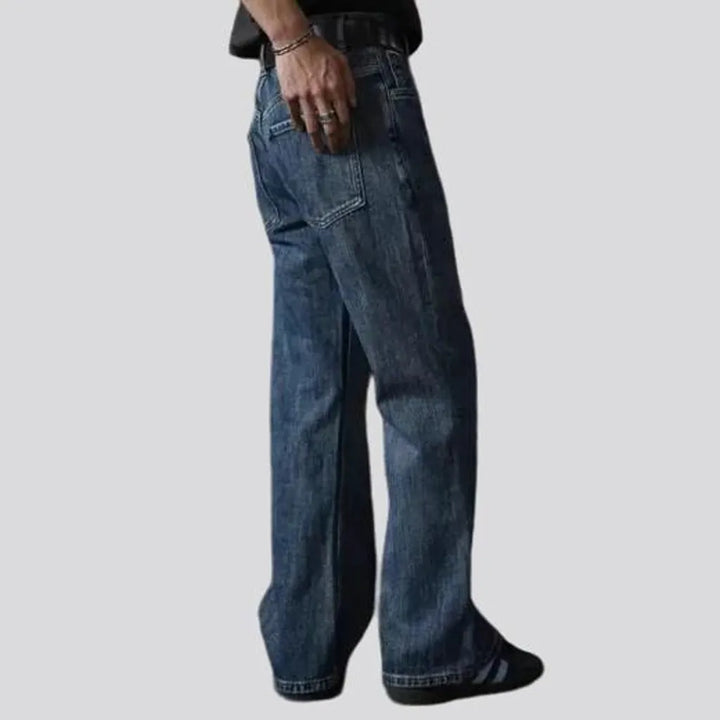 Fashionable loose selvedge men's jeans