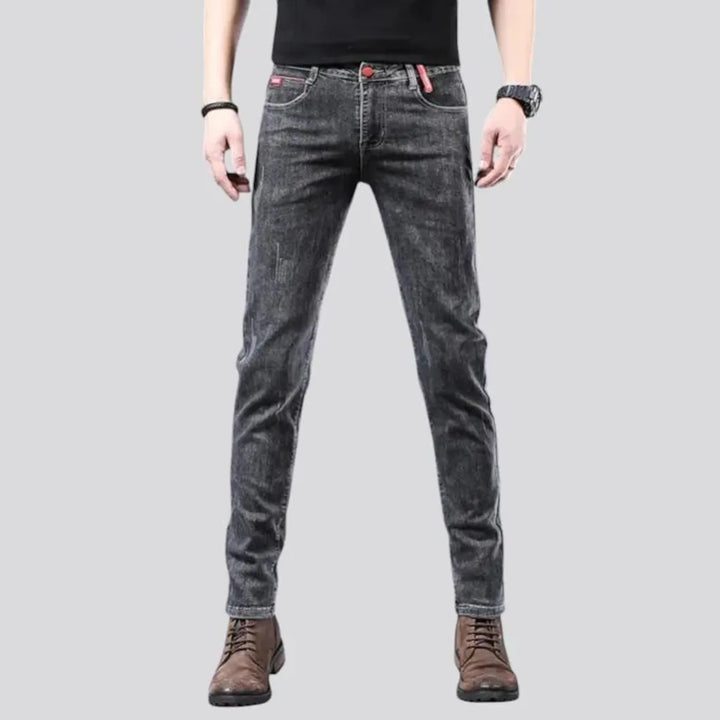 Fitted mid rise elastic men's jeans